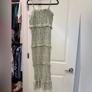 Mabel Green with Pink Flowers Dress